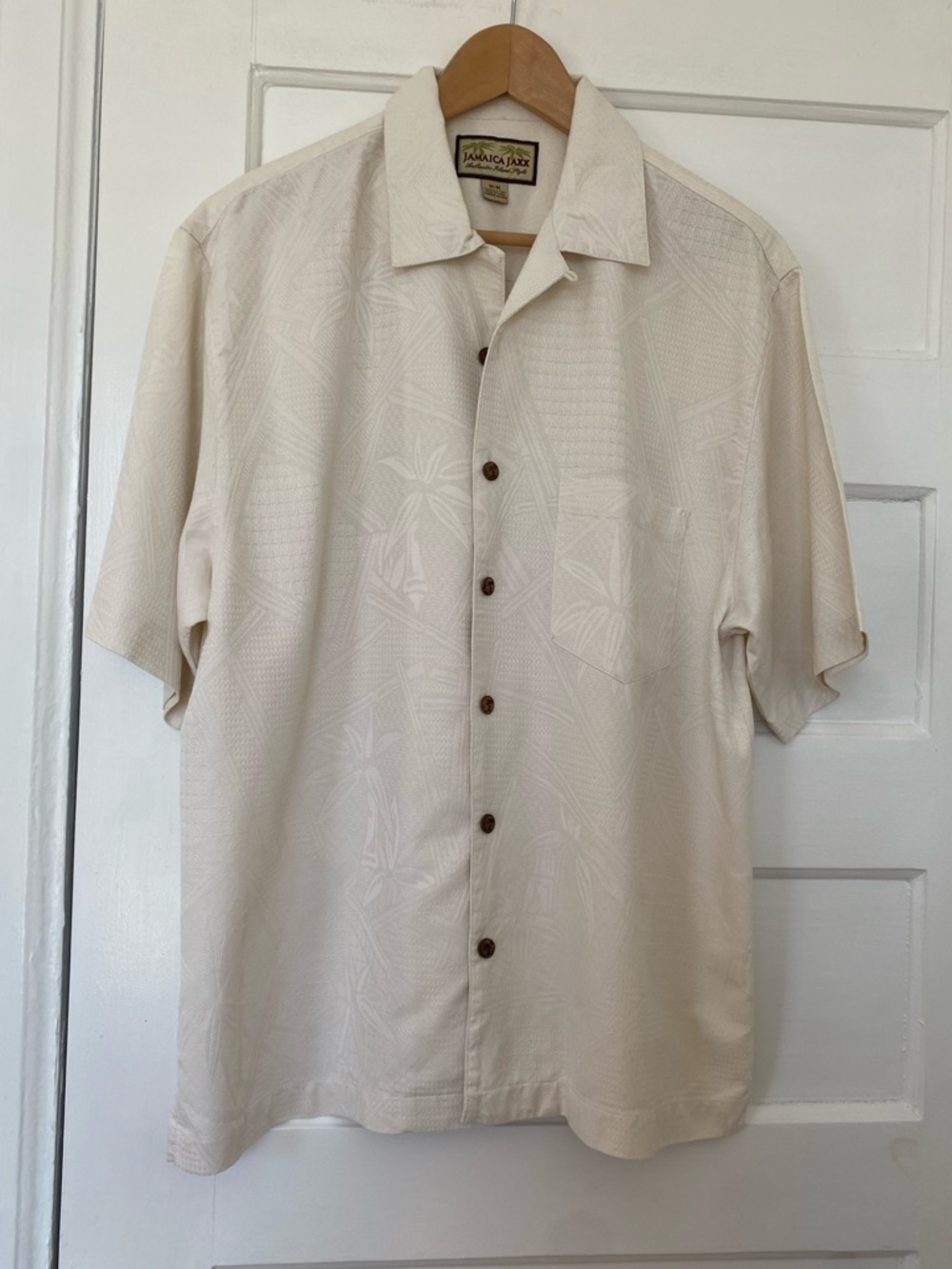 Vintage silk men's Island style jacquard button down shirt